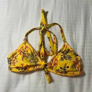 Yellow floral bikini top